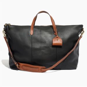 Madewell Black and English Saddle Transport Weekender Bag